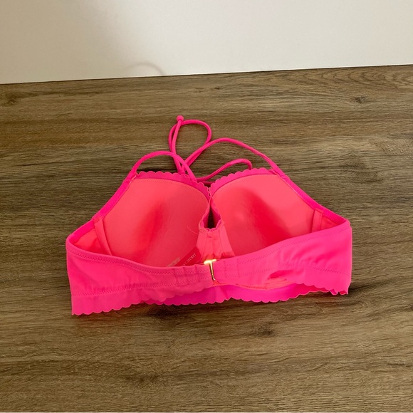 Victoria’s Secret Womens Halter Bra Hot Pink Push Up Scalloped Back Hook 36B - Picture 2 of 11
